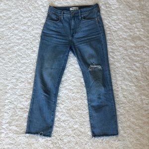 Madewell Perfect Vintage Jean Raw Hem Distressed Ripped Light Wash 25P Petite